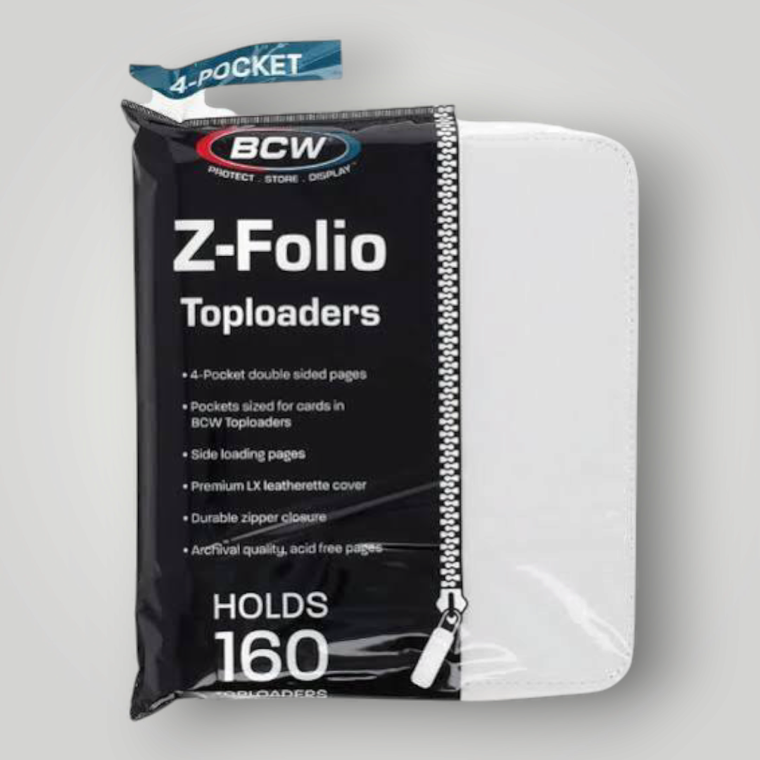 BCW Z-Folio 4-Pocket Toploader Binder – White – Holds 160
