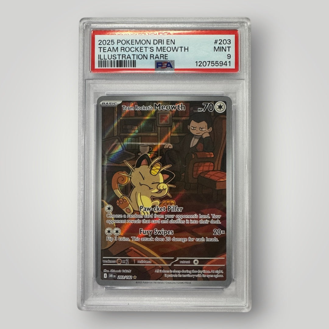 Team Rocket’s Meowth 203/182 PSA 9
