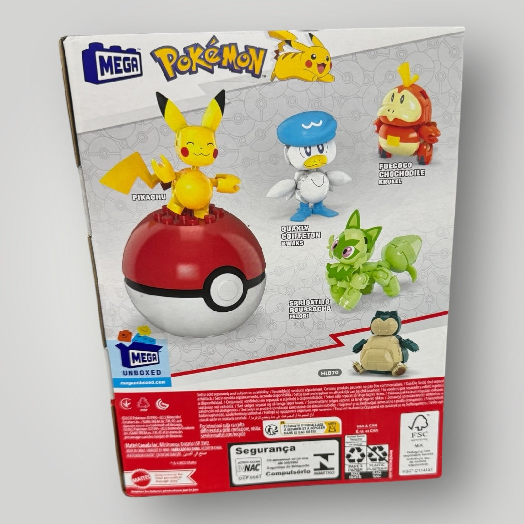Pokemon MEGA Paldea Region Team Lego Building Blocks Set 4 + Poke Ball, NEW!