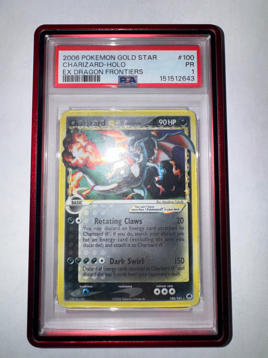 2006 Pokémon ex Dragon Frontiers Charizard Gold Star #100/101 Holo – PSA 1