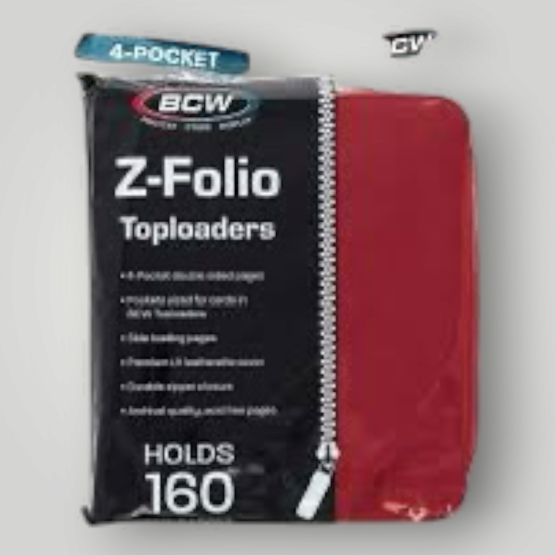 BCW Z-Folio 4-Pocket Toploader Binder – Red – Holds 160