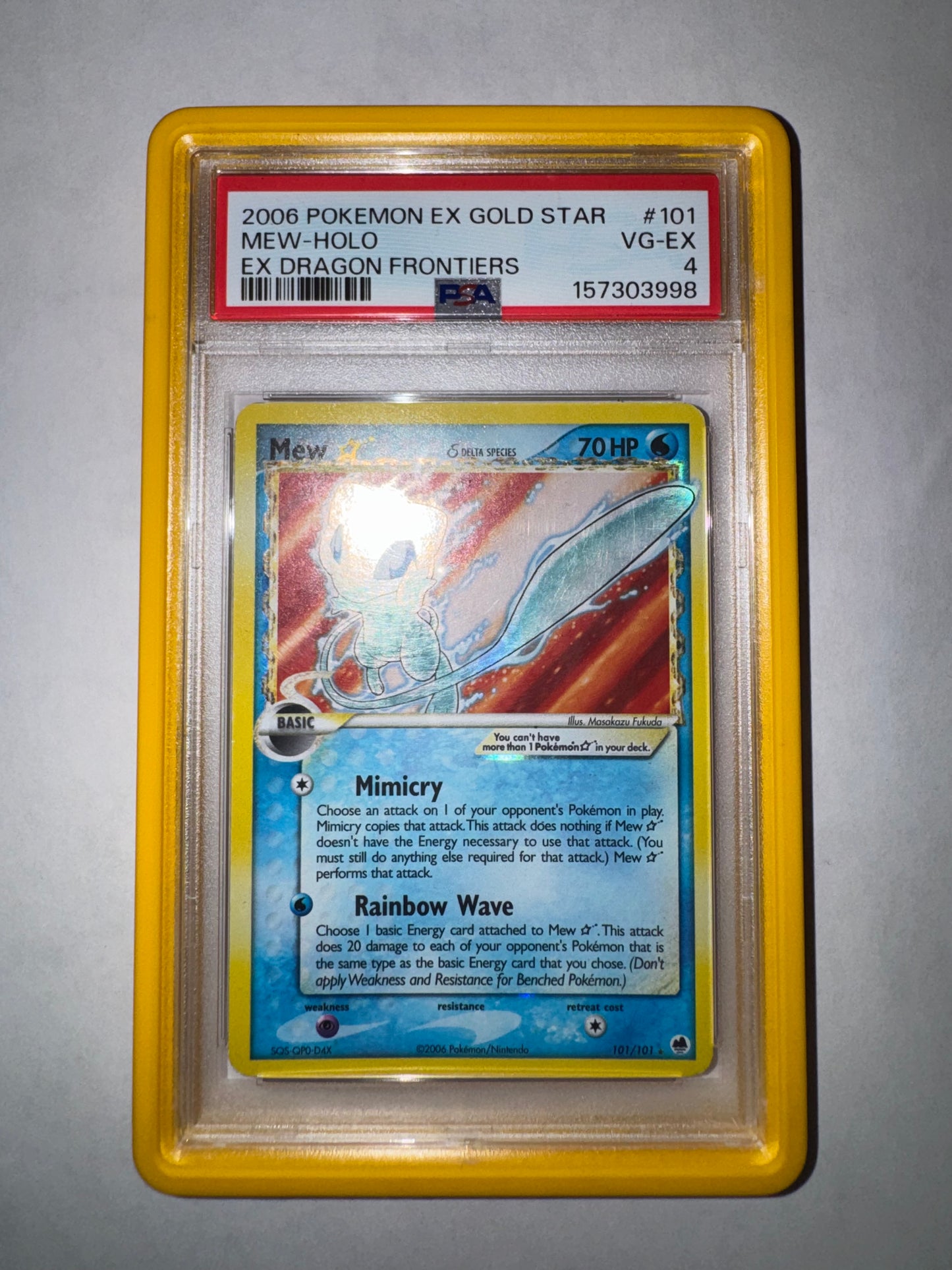 2006 Pokémon ex Dragon Frontiers Mew Gold Star #101 Holo – PSA 4 VG-EX