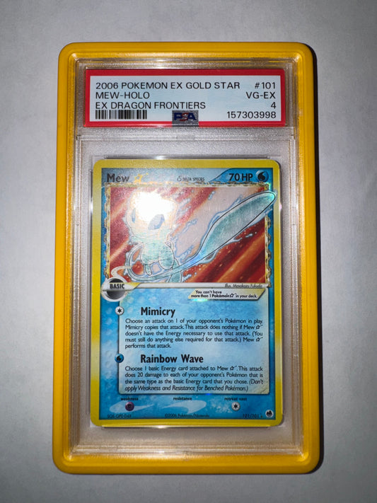 2006 Pokémon ex Dragon Frontiers Mew Gold Star #101 Holo – PSA 4 VG-EX