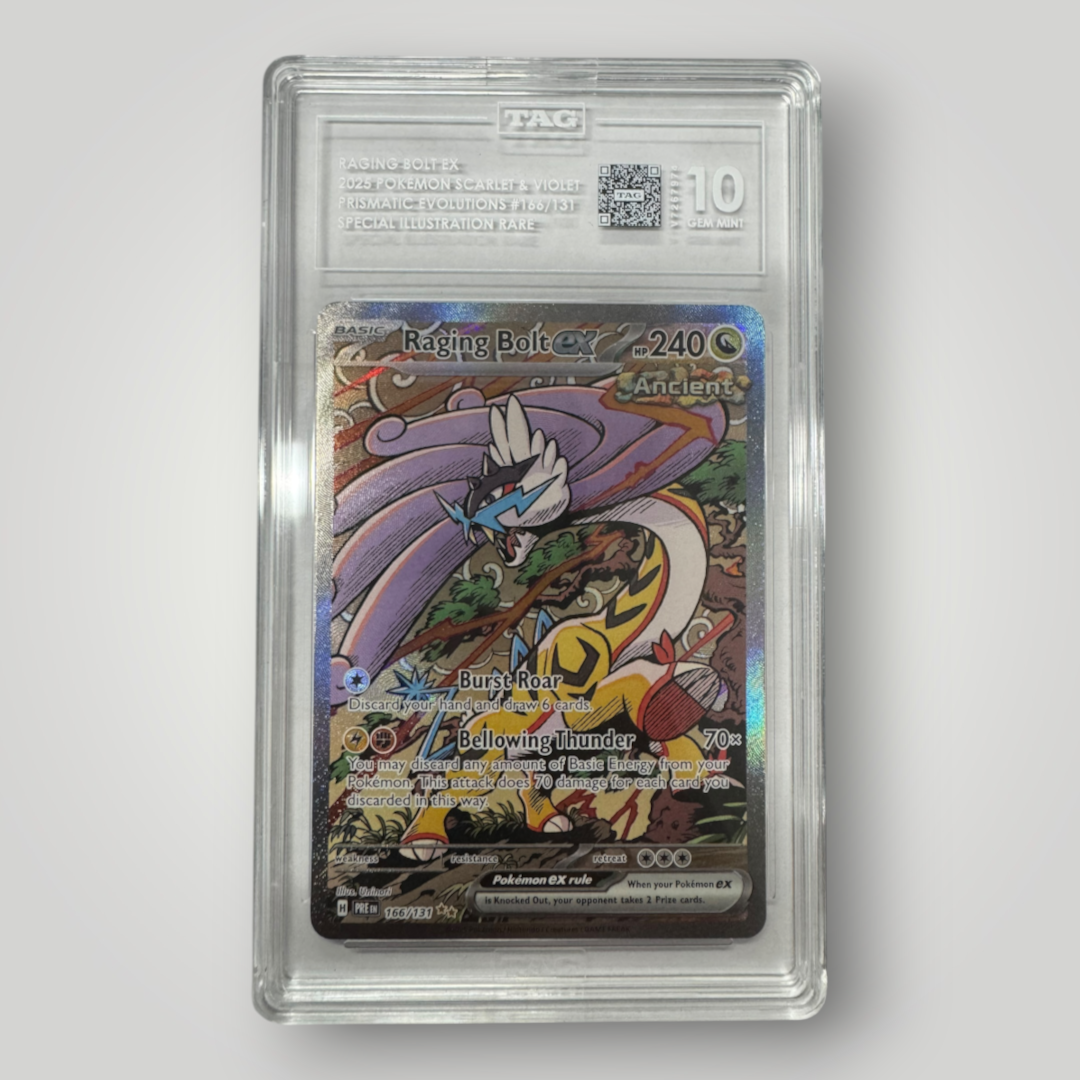 2025 Pokemon Scarlet & Violet Prismatic Evolutions Raging Bolt EX TAG 10