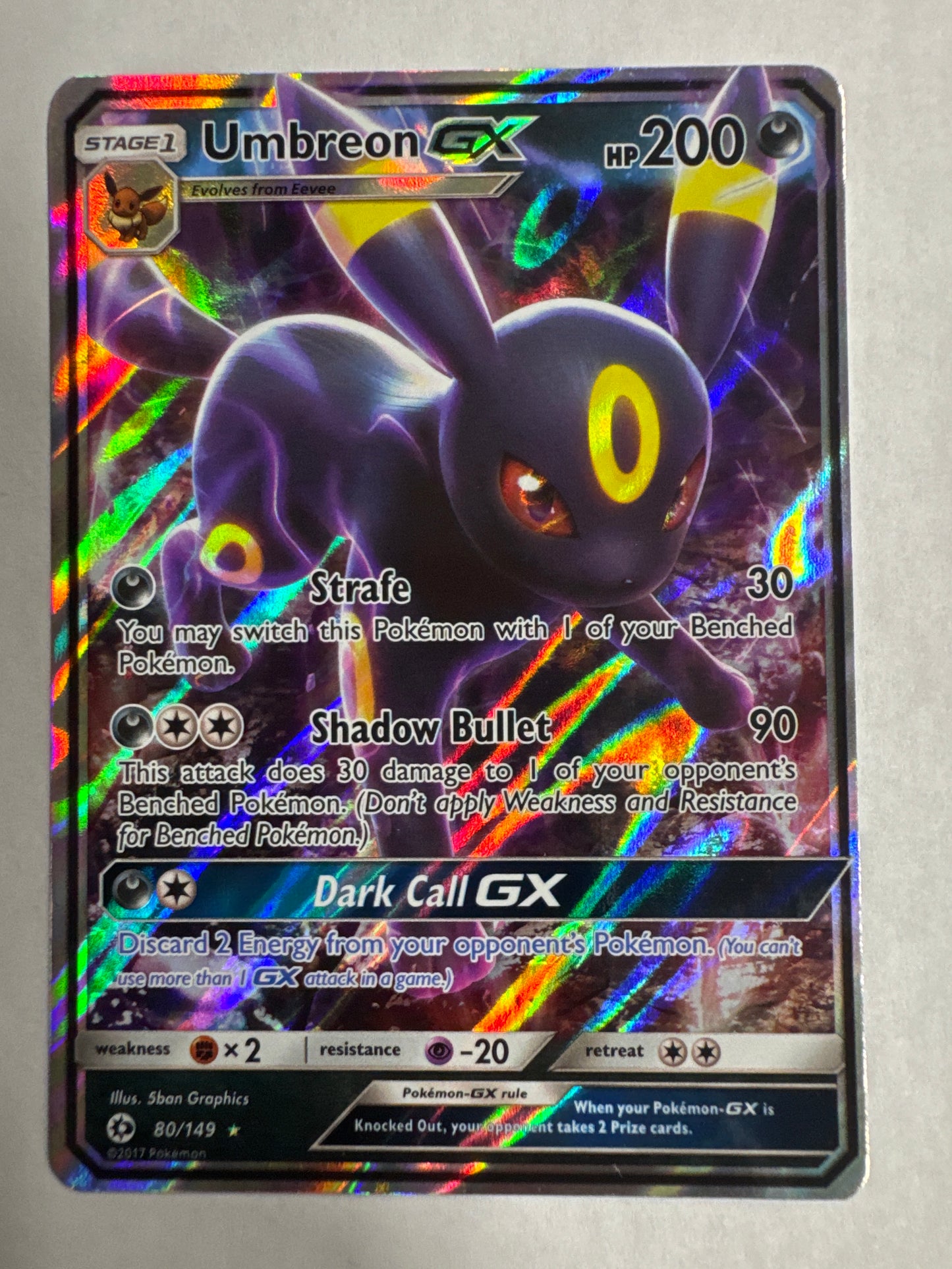 Umbreon GX - SM Base Set #80/149 - Ultra Rare - NM
