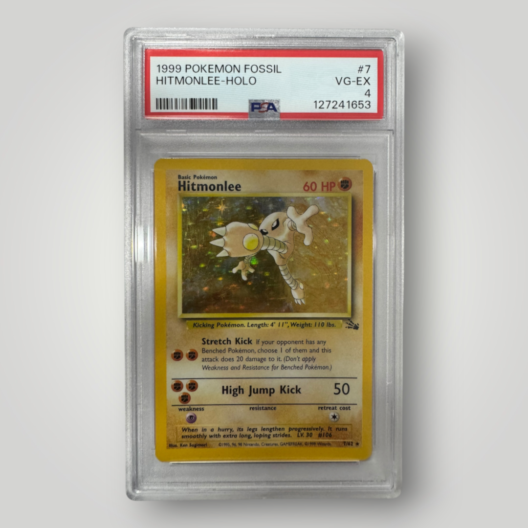 1999 Pokemon Fossil Hitmonlee-Holo PSA 4