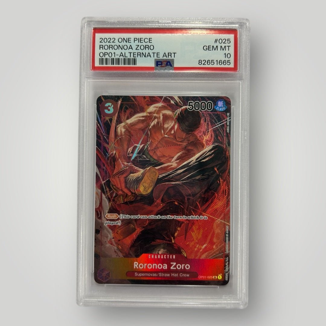 Roronoa Zoro Alternate Art OP01-025 (Graded 10 PSA)